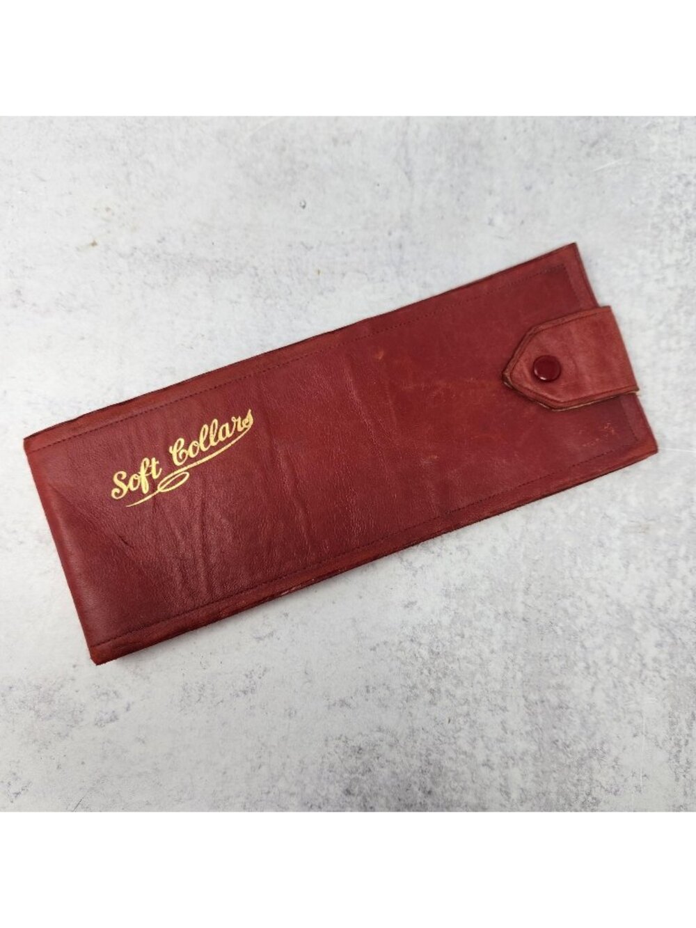 Antique Collar Case 1920s Collar Holder Red Leather Case Travel case Vintage lea
